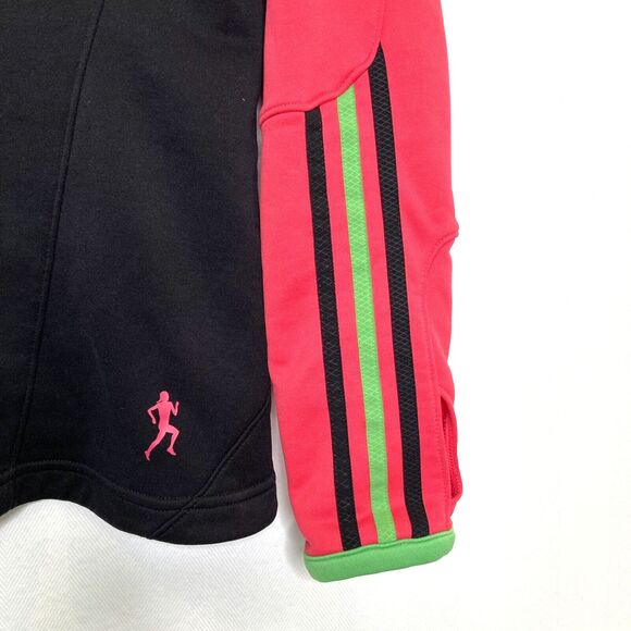 Adidas Climalite Women’s Running Track Jacket Pink Black Green Pockets Size M - Picture 8 of 12